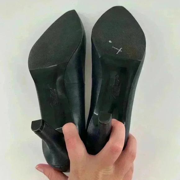 Trotters womens heels size 6 N navy blue leather pointy toe career pumps - Picture 8 of 12